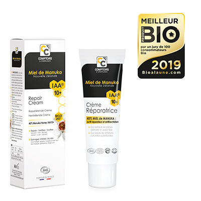 La crème ultra réparatrice au miel de manuka IAA10+ reçoit le prix du Meilleur Produit bio de l'année 2019