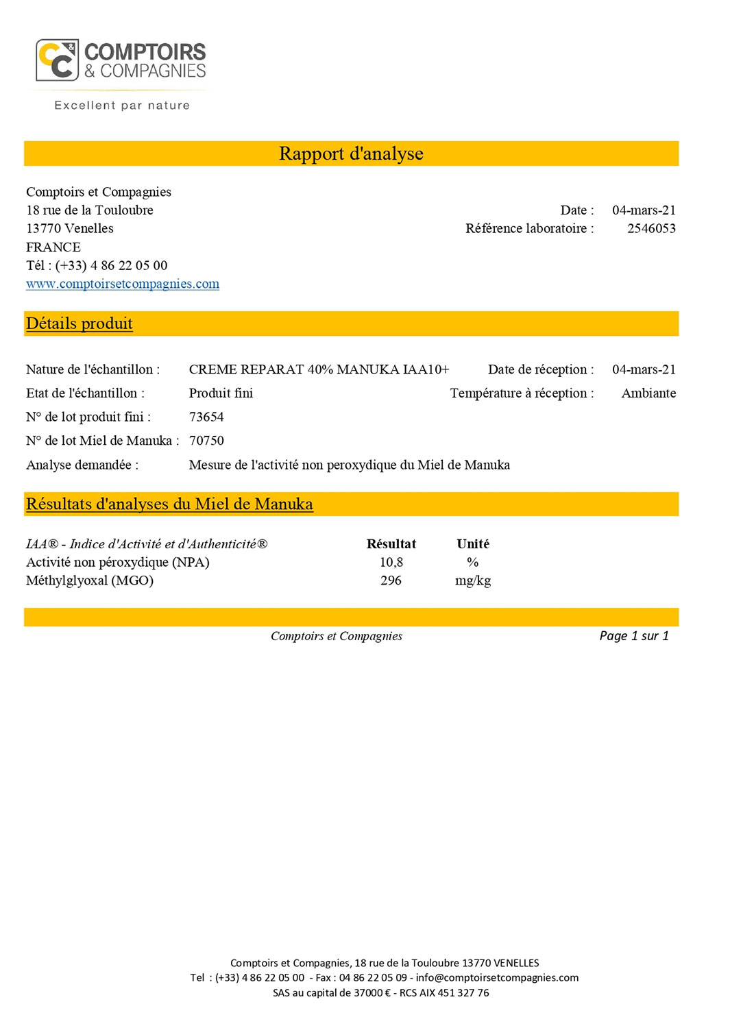 Activity of your certified organic IAA® Manuka Honey cosmetics 